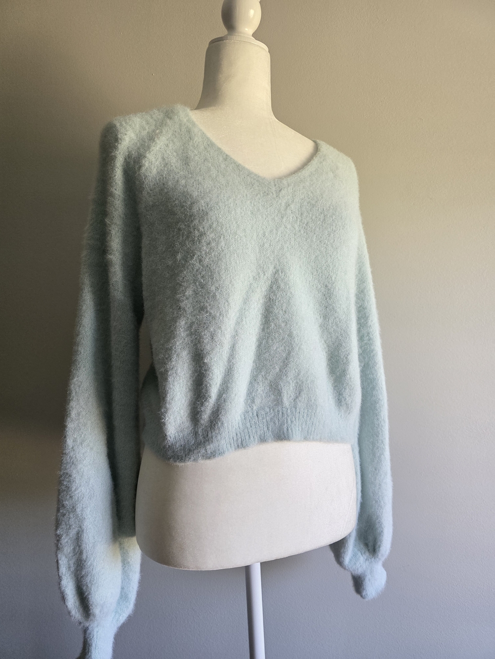 Rue21 Mint Blue V-Neck Fuzzy Knit Sweater
